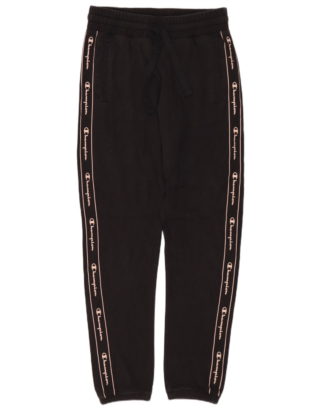 CHAMPION Womens Graphic Tracksuit Trousers Joggers UK 8 Small Black Cotton