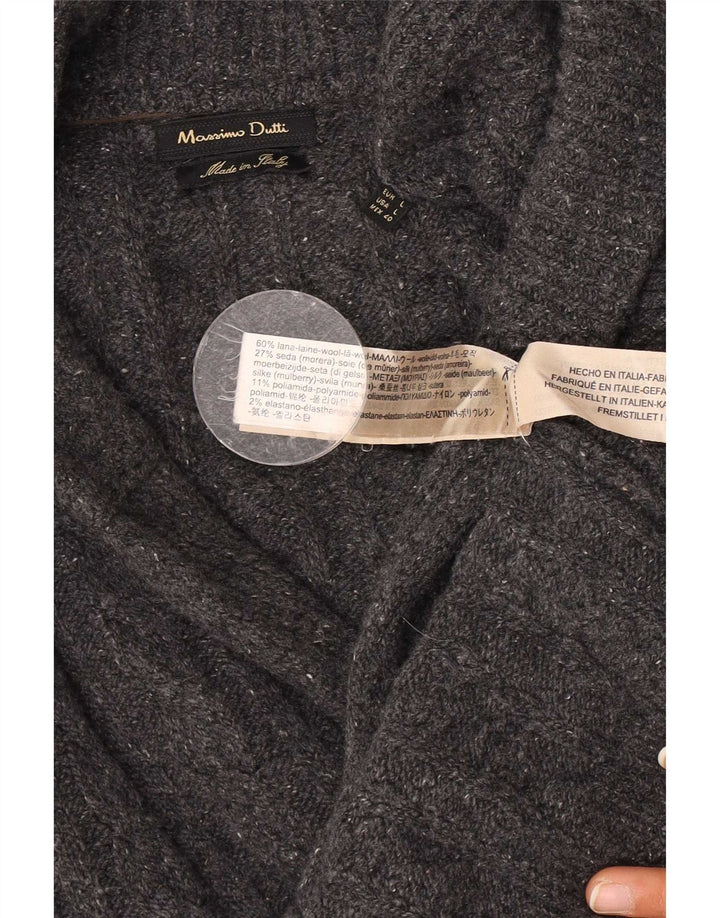Massimo Dutti Mens Cardigan Sweater Large Grey Wool