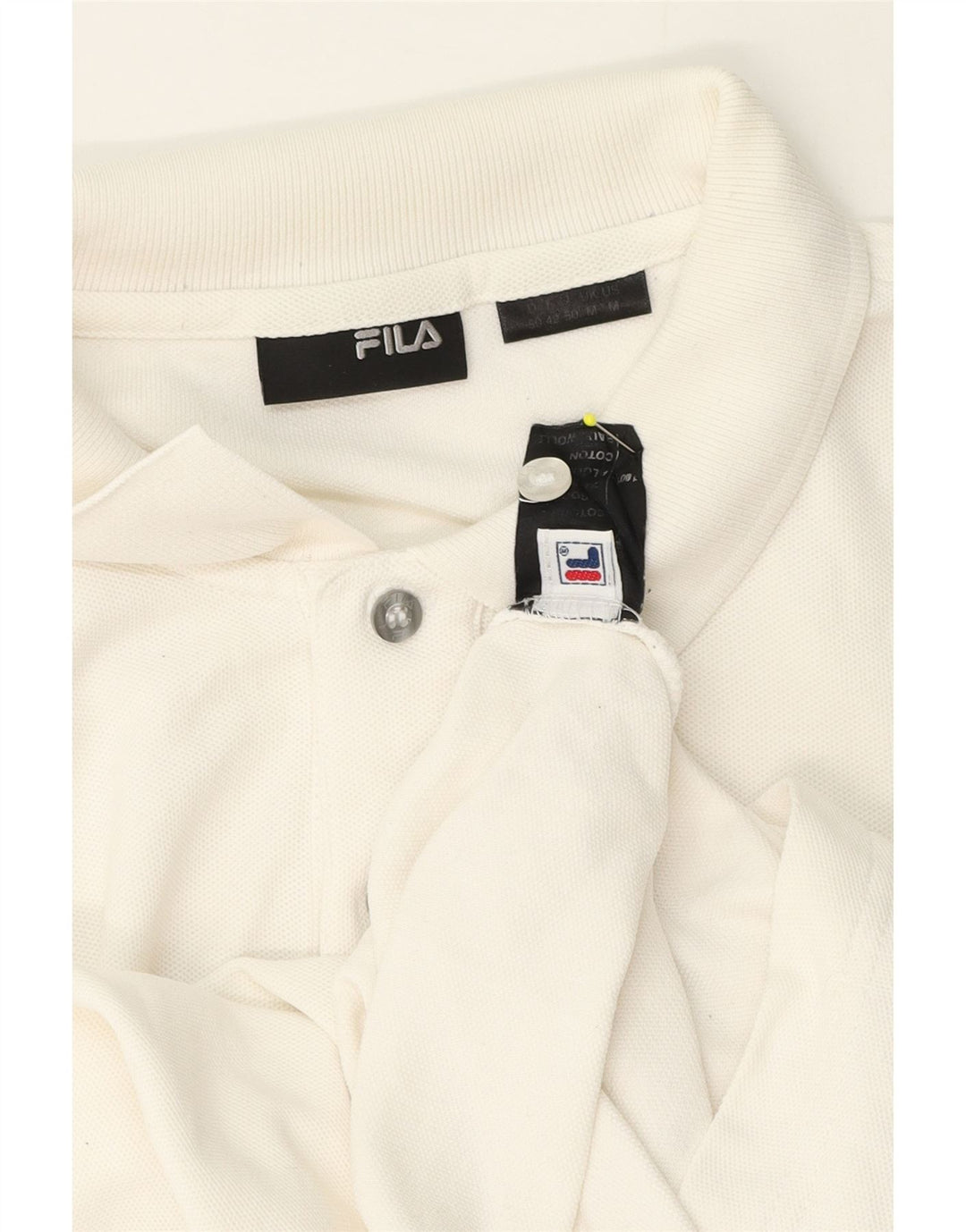 Fila Mens Polo Shirt Medium White Cotton