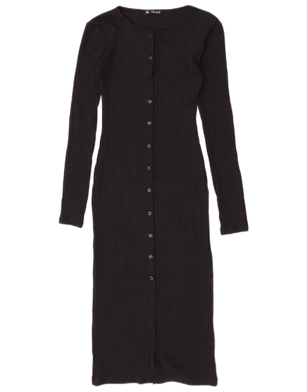 Zara Womens Longline Cardigan Sweater UK 8 Small Black Polyester