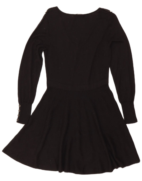 Oasis Womens Jumper Dress UK 12 Medium Black Cotton