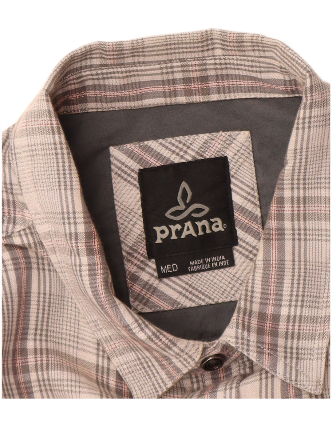 PRANA Mens Flannel Shirt Medium Grey Check Cotton