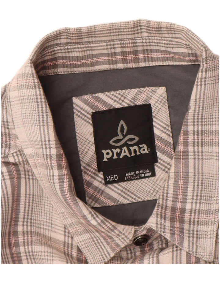PRANA Mens Flannel Shirt Medium Grey Check Cotton