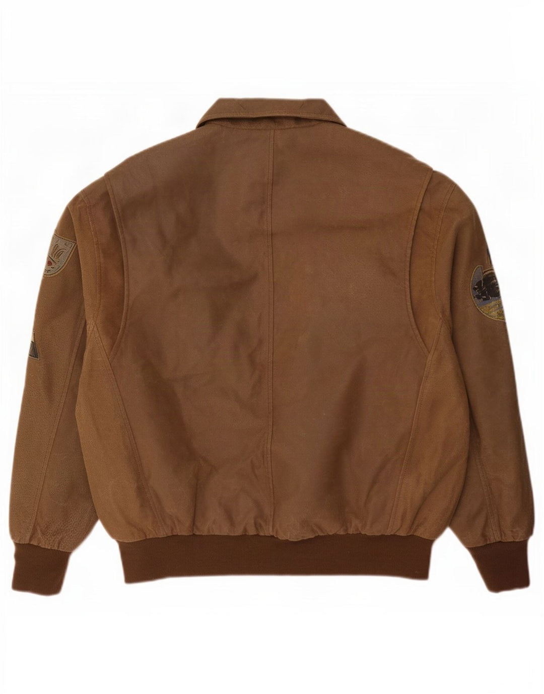 Monroe & Main Mens Graphic Leather Jacket Large Brown