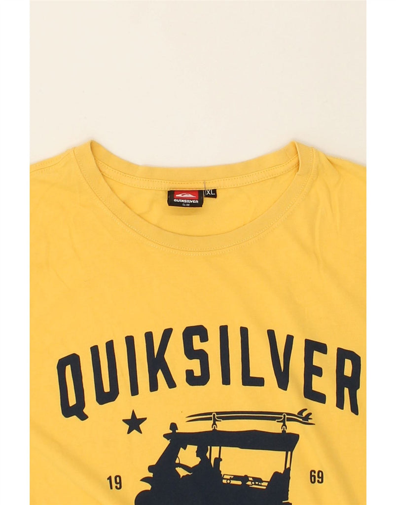 QUIKSILVER Mens Slim Graphic T-Shirt Top XL Yellow Cotton | Vintage Quiksilver | Thrift | Second-Hand Quiksilver | Used Clothing | Messina Hembry 