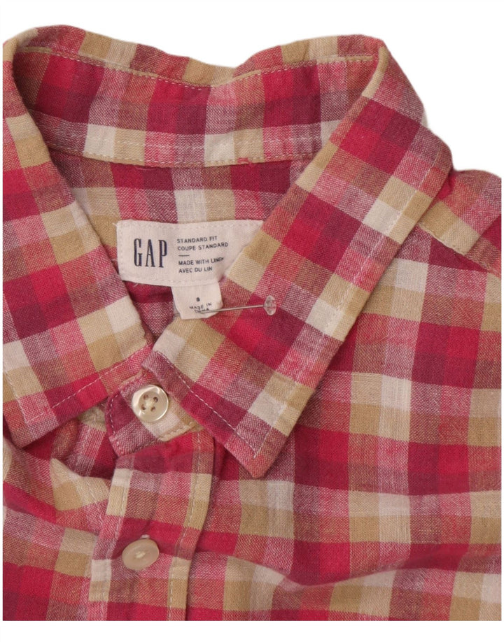 GAP Mens Standard Fit Short Sleeve Shirt Small Multicoloured Check Linen