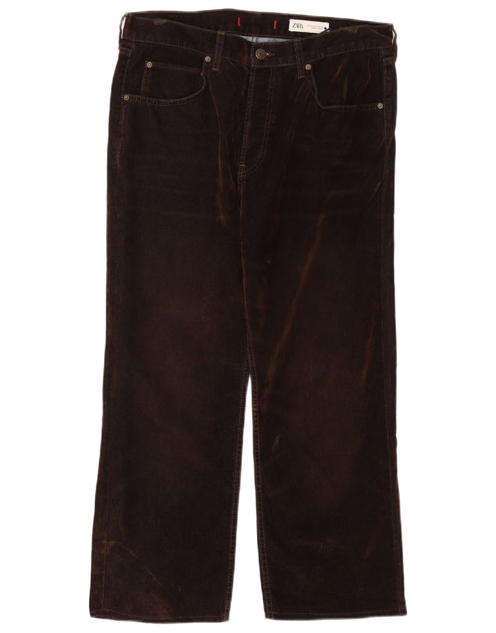 ZARA Womens Cropped Jeans EU 42 Large W32 L25 Brown Cotton