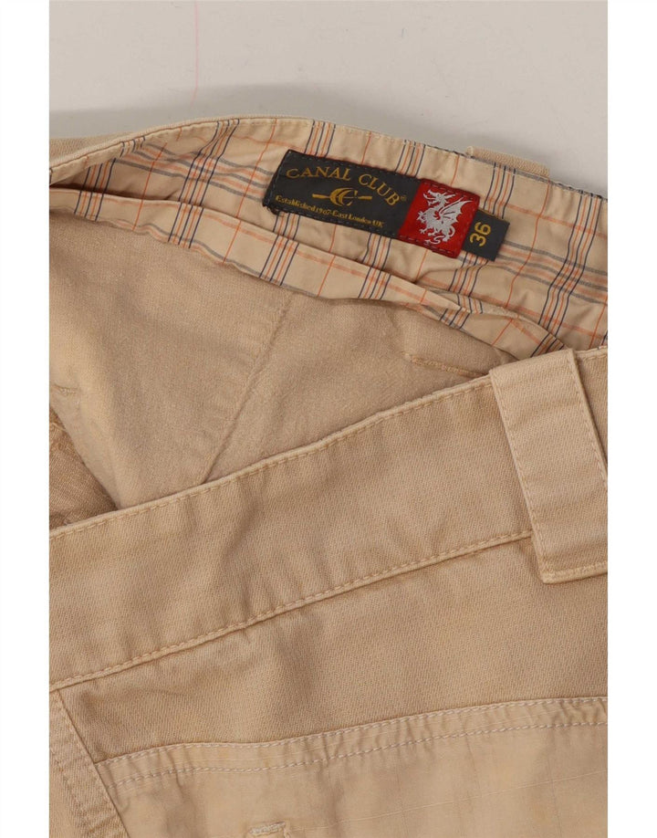 Vintage Mens Graphic Chino Shorts W36 Large Beige
