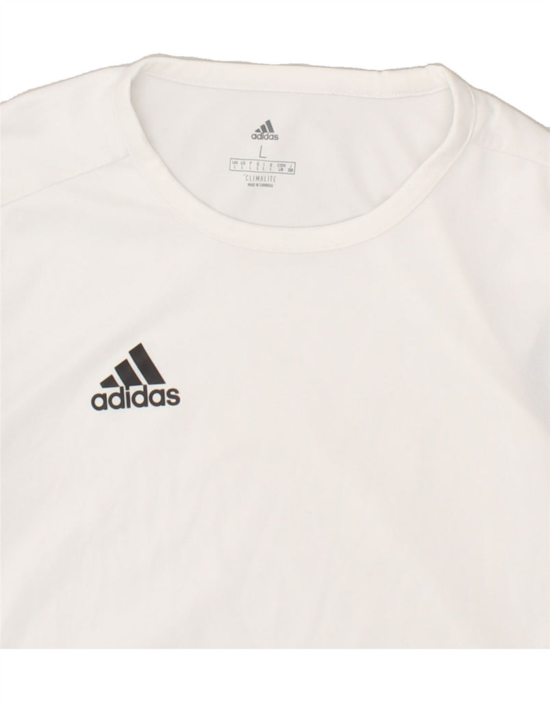 ADIDAS Mens Climalite T-Shirt Top Large White Colourblock Polyester | Vintage Adidas | Thrift | Second-Hand Adidas | Used Clothing | Messina Hembry 