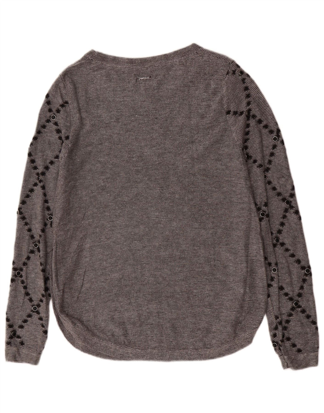 Desigual Womens Graphic Top Long Sleeve UK 14 Medium Grey Paisley