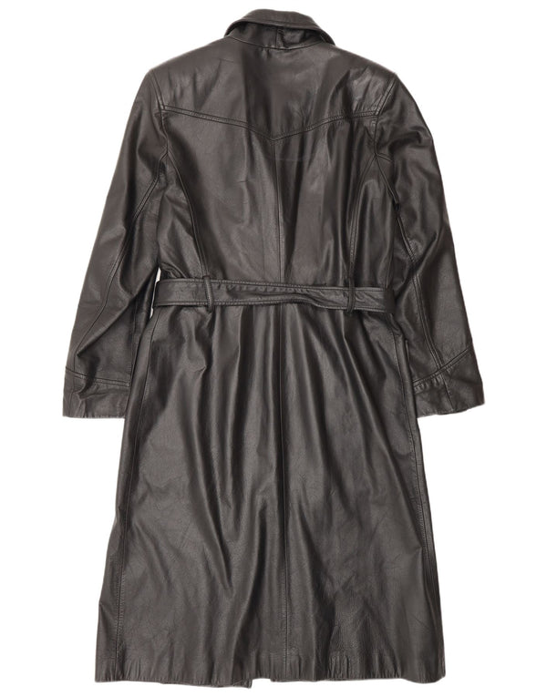 HENNES Womens Leather Coat EU 42 Large Black Leather