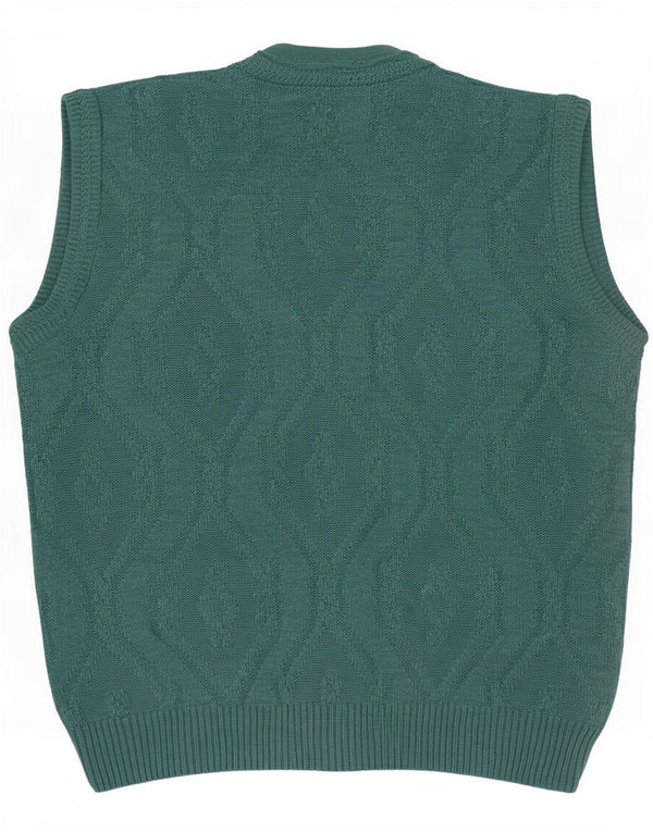 North Pole Mens Sleeveless Cardigan Sweater Large Green