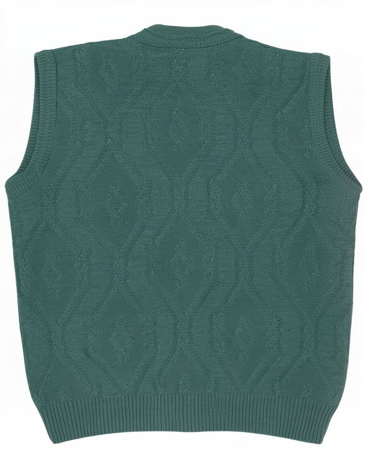 North Pole Mens Sleeveless Cardigan Sweater Large Green