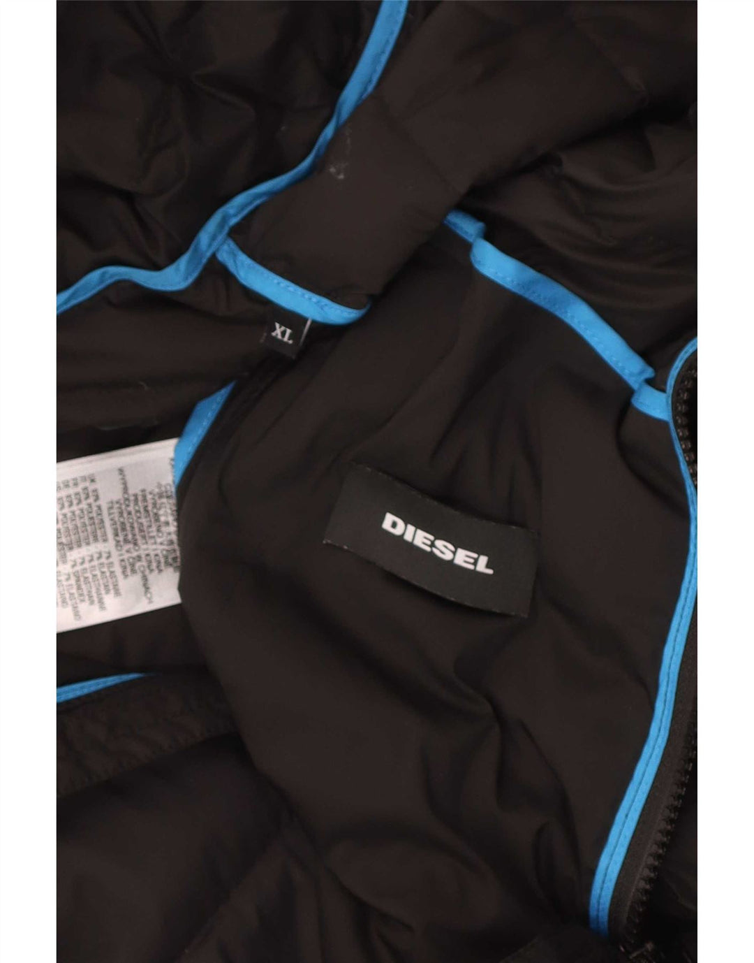 Diesel Mens Hooded Padded Jacket UK 42 XL Black Polyester