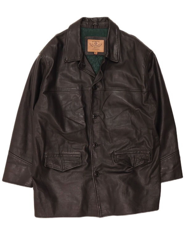 Ciro Citterio Mens Leather Coat UK 44 2XL Black Leather Comics