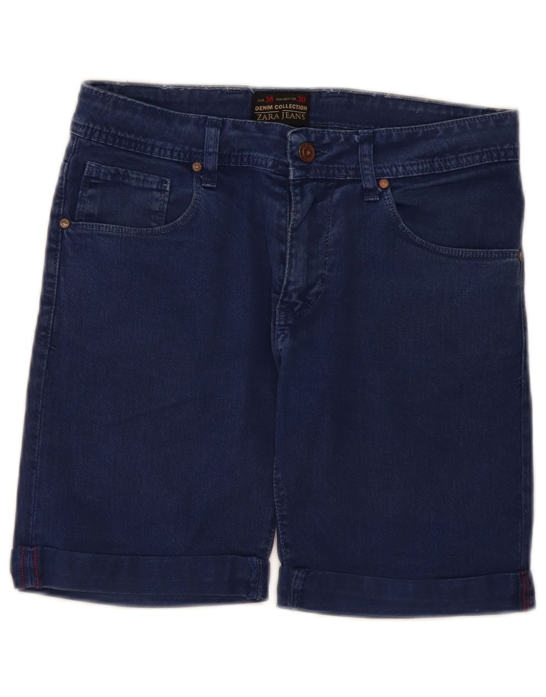 Zara Mens Denim Shorts EU 38 Small W30 Navy Blue