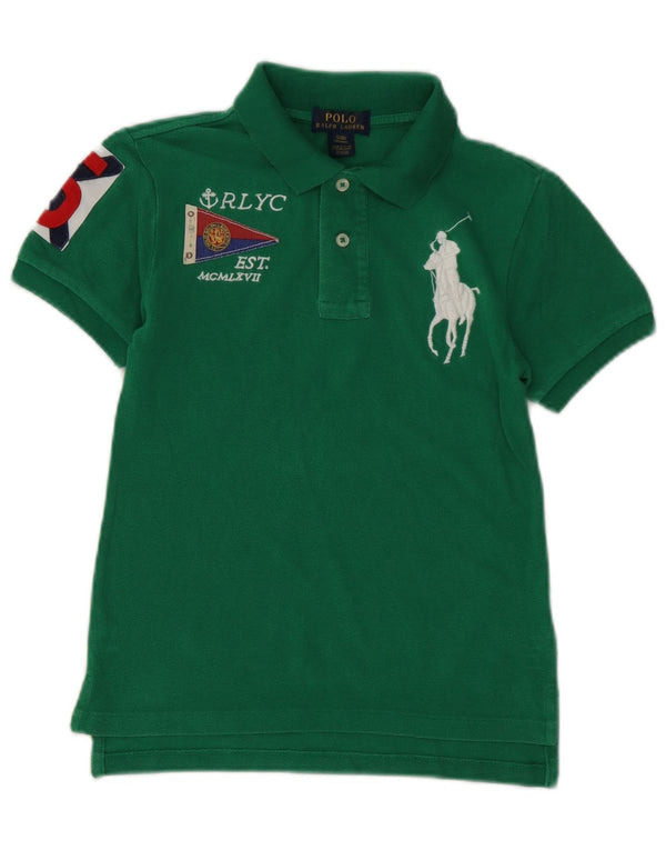 Polo Ralph Lauren Boys Graphic Rugby Polo Shirt 7-8 Years Small Green