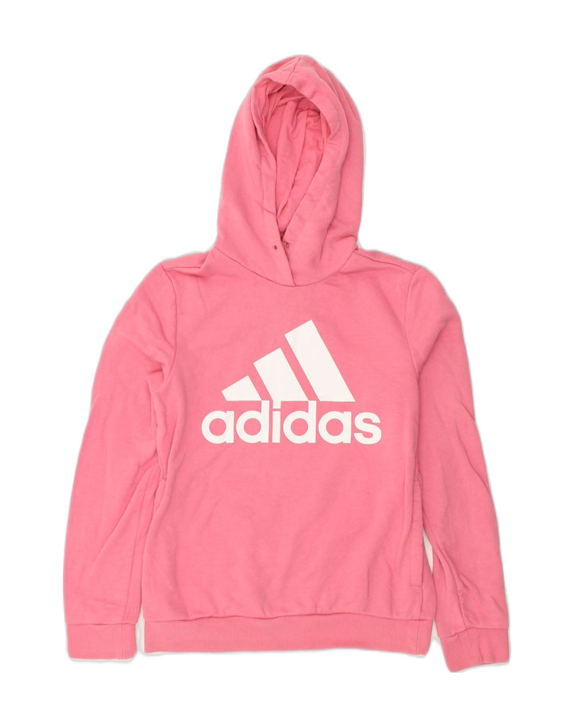 ADIDAS Womens Graphic Hoodie Jumper UK 8/10 Small Pink Cotton | Vintage Adidas | Thrift | Second-Hand Adidas | Used Clothing | Messina Hembry 