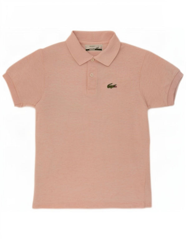 Lacoste Girls Polo Shirt 9-10 Years Pink Flecked Cotton