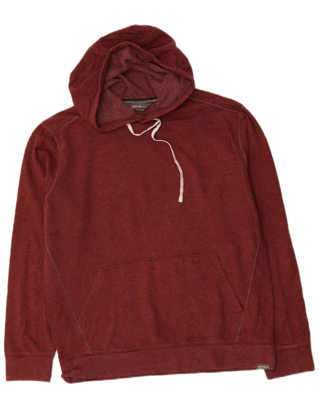 EDDIE BAUER Mens Hoodie Jumper Medium Burgundy Cotton