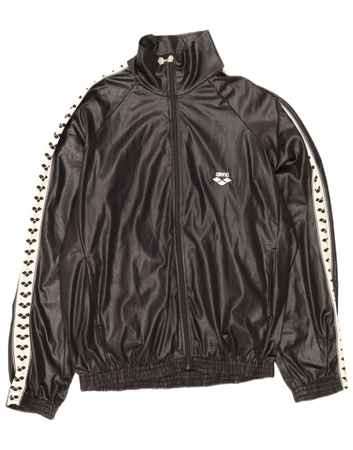 Arena Mens Graphic Tracksuit Top Jacket XL Black Colourblock Polyester