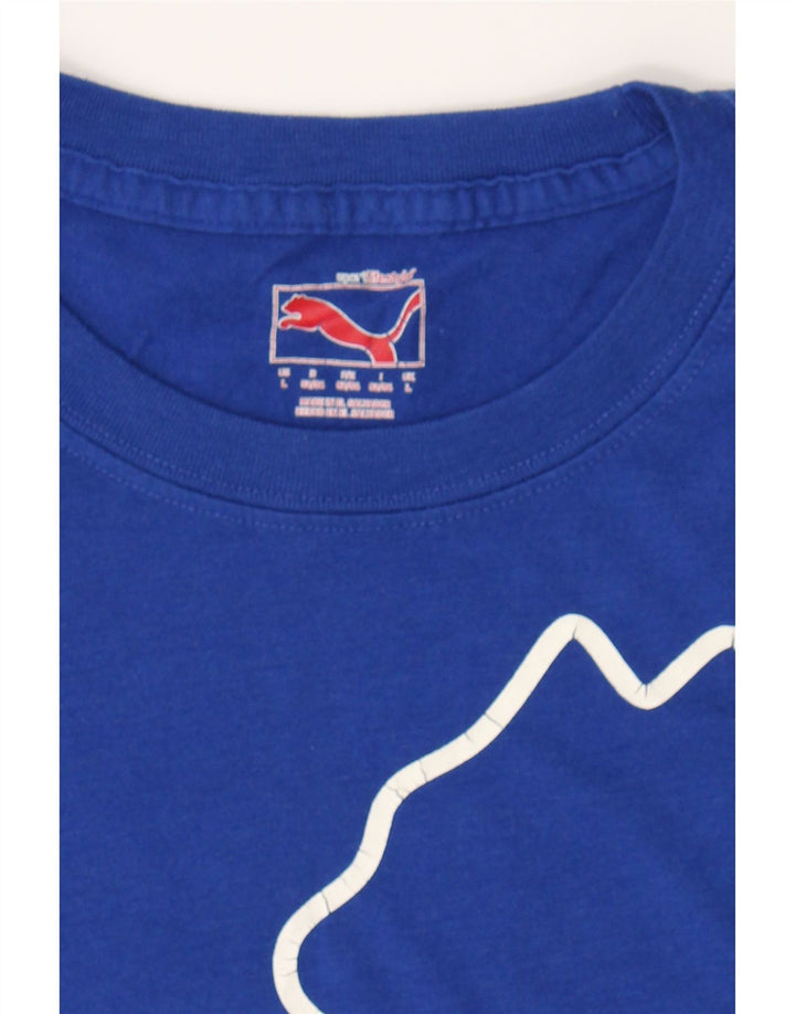 PUMA Mens Graphic T-Shirt Top Large Blue Polyester Vintage Puma and Second-Hand Puma from Messina Hembry 