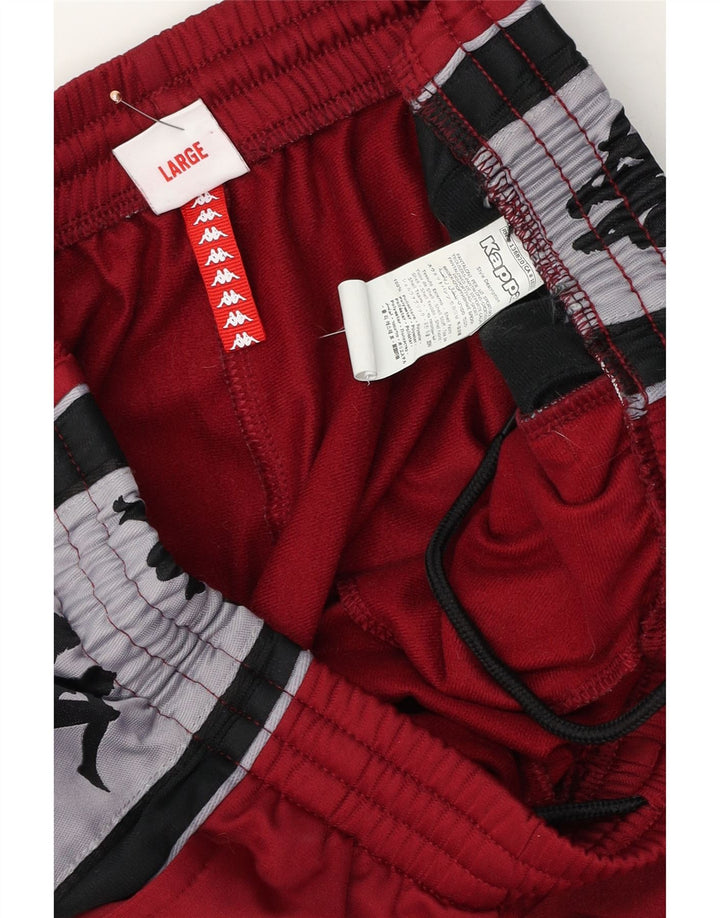 Kappa Mens Graphic Tracksuit Trousers Large Burgundy Colourblock Polyester
