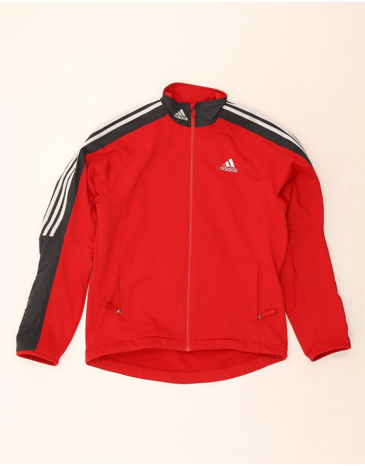 Adidas Mens Tracksuit Top Jacket UK 42/44 Large Red Colourblock Polyester