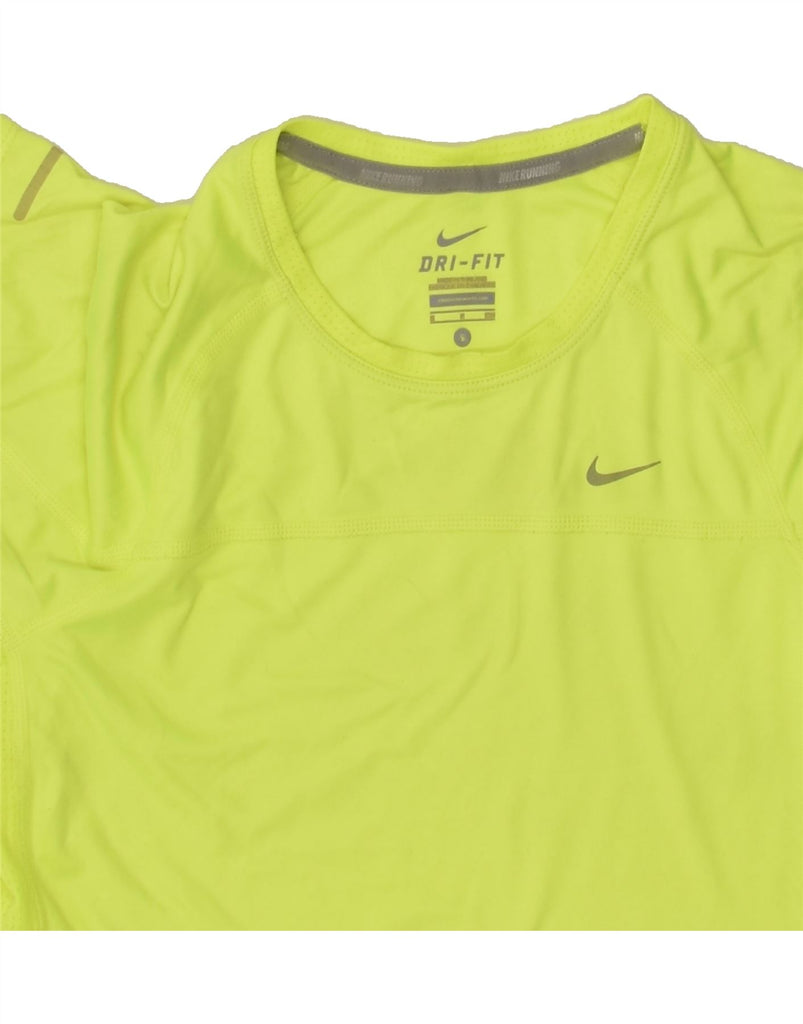 NIKE Womens Dri Fit T-Shirt Top UK 10 Small Yellow Polyester | Vintage Nike | Thrift | Second-Hand Nike | Used Clothing | Messina Hembry 