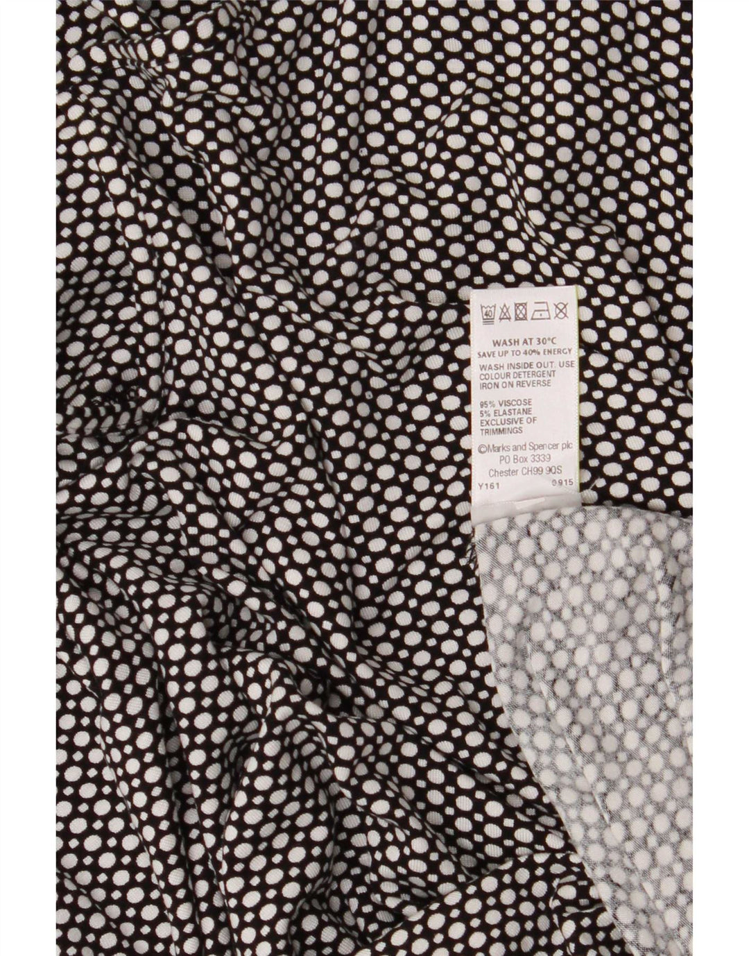 Marks & Spencer Womens Blouse Top UK 14 Large Black Spotted Viscose
