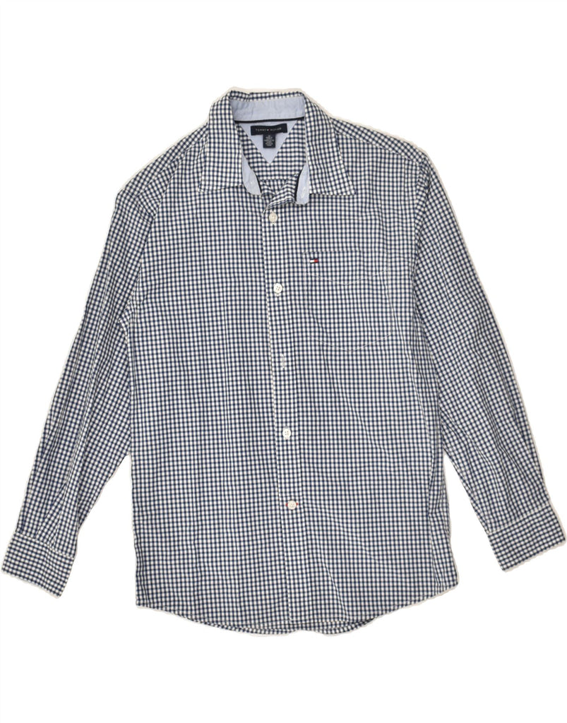 TOMMY HILFIGER Boys Shirt 11-12 Years Navy Blue Gingham Cotton | Vintage Tommy Hilfiger | Thrift | Second-Hand Tommy Hilfiger | Used Clothing | Messina Hembry 