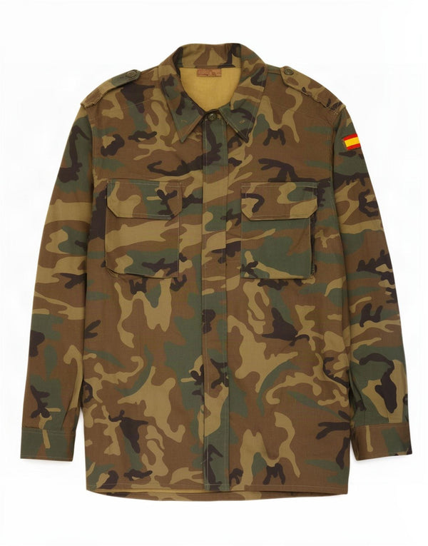 Vintage Mens Military Jacket IT 52 XL Khaki Camouflage Cotton