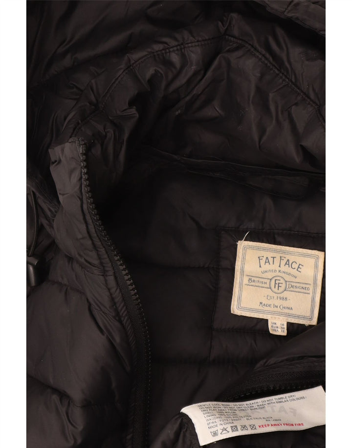 Fat Face Womens Hooded Padded Jacket UK 16 Large Black Nylon