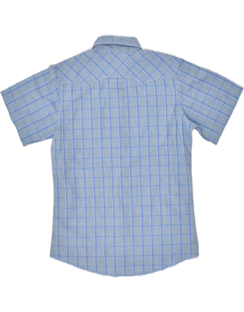 WRANGLER Boys Short Sleeve Shirt 10-11 Years Large Blue Check Cotton | Vintage Wrangler | Thrift | Second-Hand Wrangler | Used Clothing | Messina Hembry 