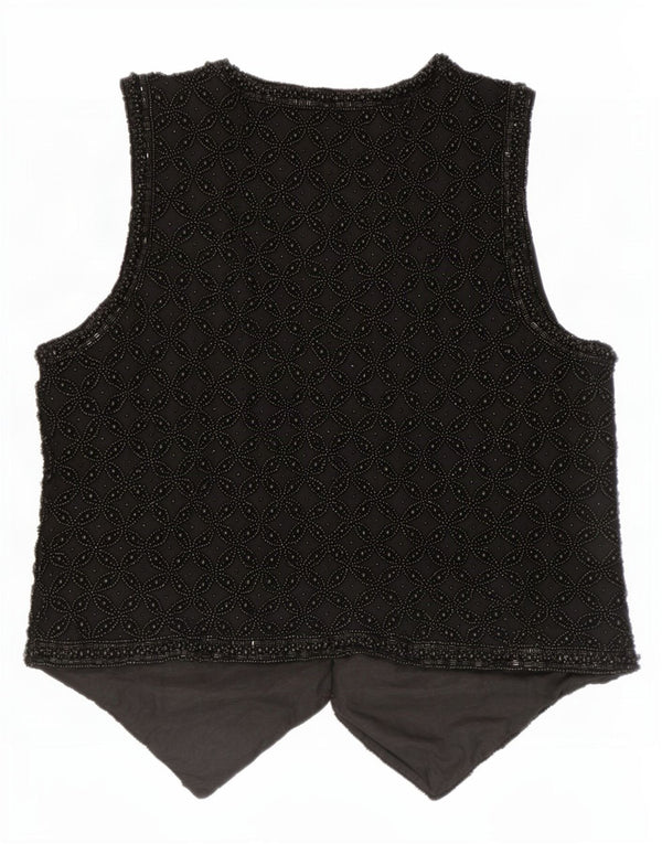 Vintage Womens Waistcoat UK 14 Medium Black