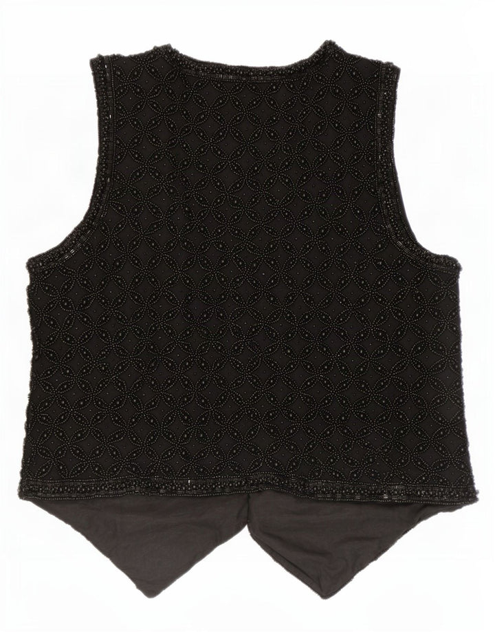 Vintage Womens Waistcoat UK 14 Medium Black