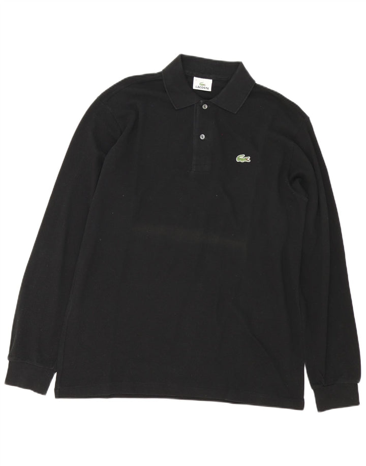 Lacoste Mens Long Sleeve Polo Shirt Size 4 Medium Black Cotton