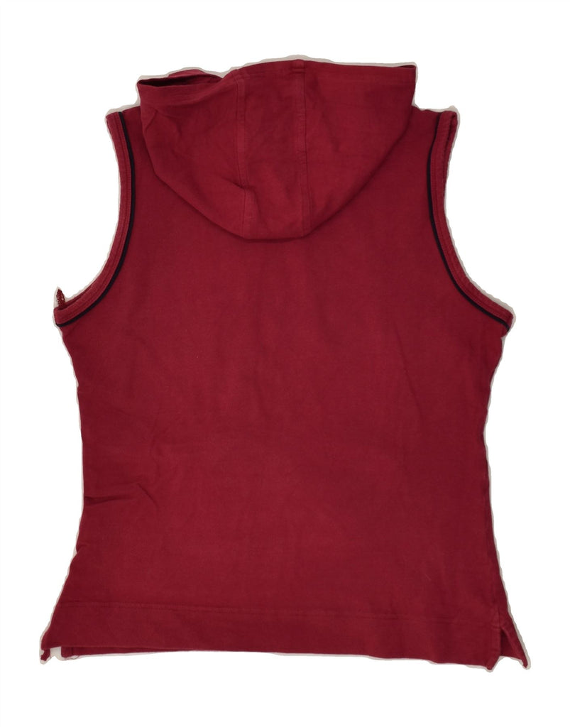 PUMA Womens Hooded Vest Top UK 12 Medium Maroon Cotton | Vintage Puma | Thrift | Second-Hand Puma | Used Clothing | Messina Hembry 