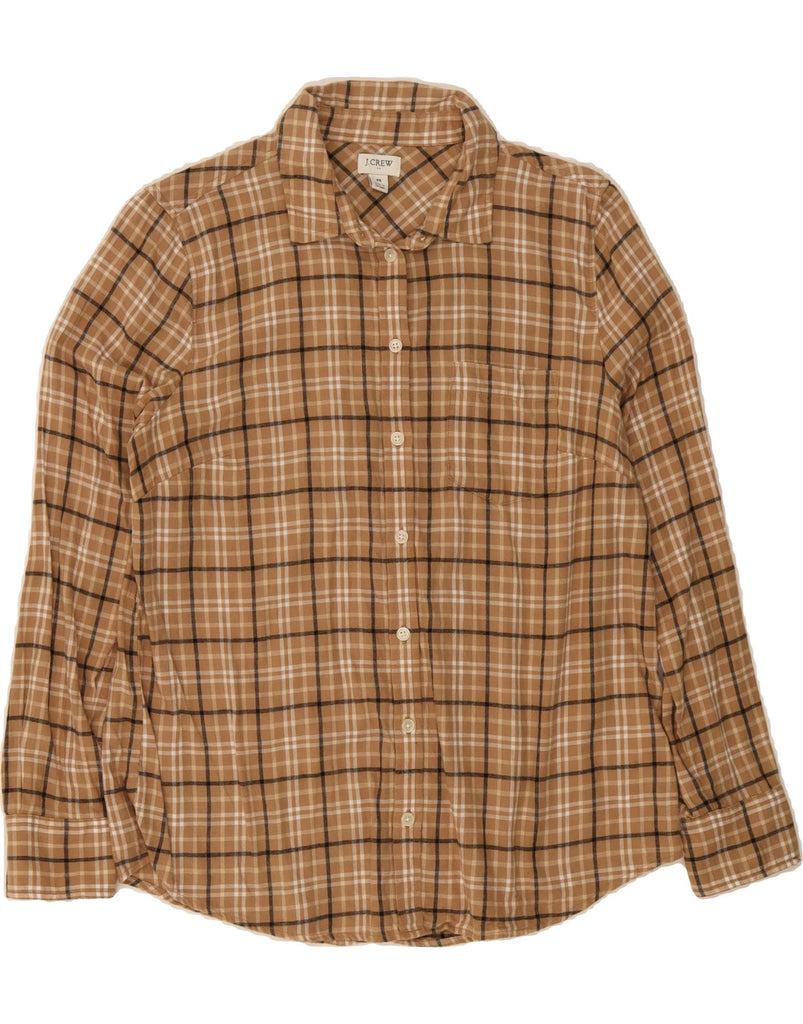 J. CREW Womens Flannel Shirt UK 14 Medium Beige Check Cotton Vintage J. Crew and Second-Hand J. Crew from Messina Hembry 