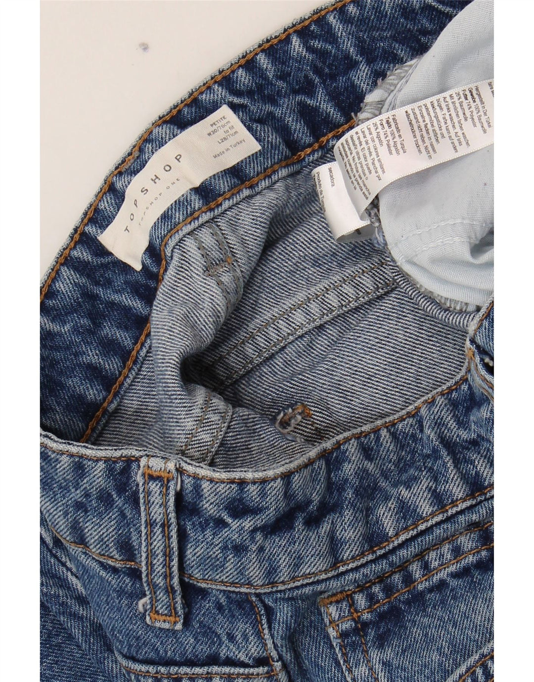 TOPSHOP Mens Petite Straight Jeans W30 L28 Blue Polyester Vintage Topshop and Second-Hand Topshop from Messina Hembry 