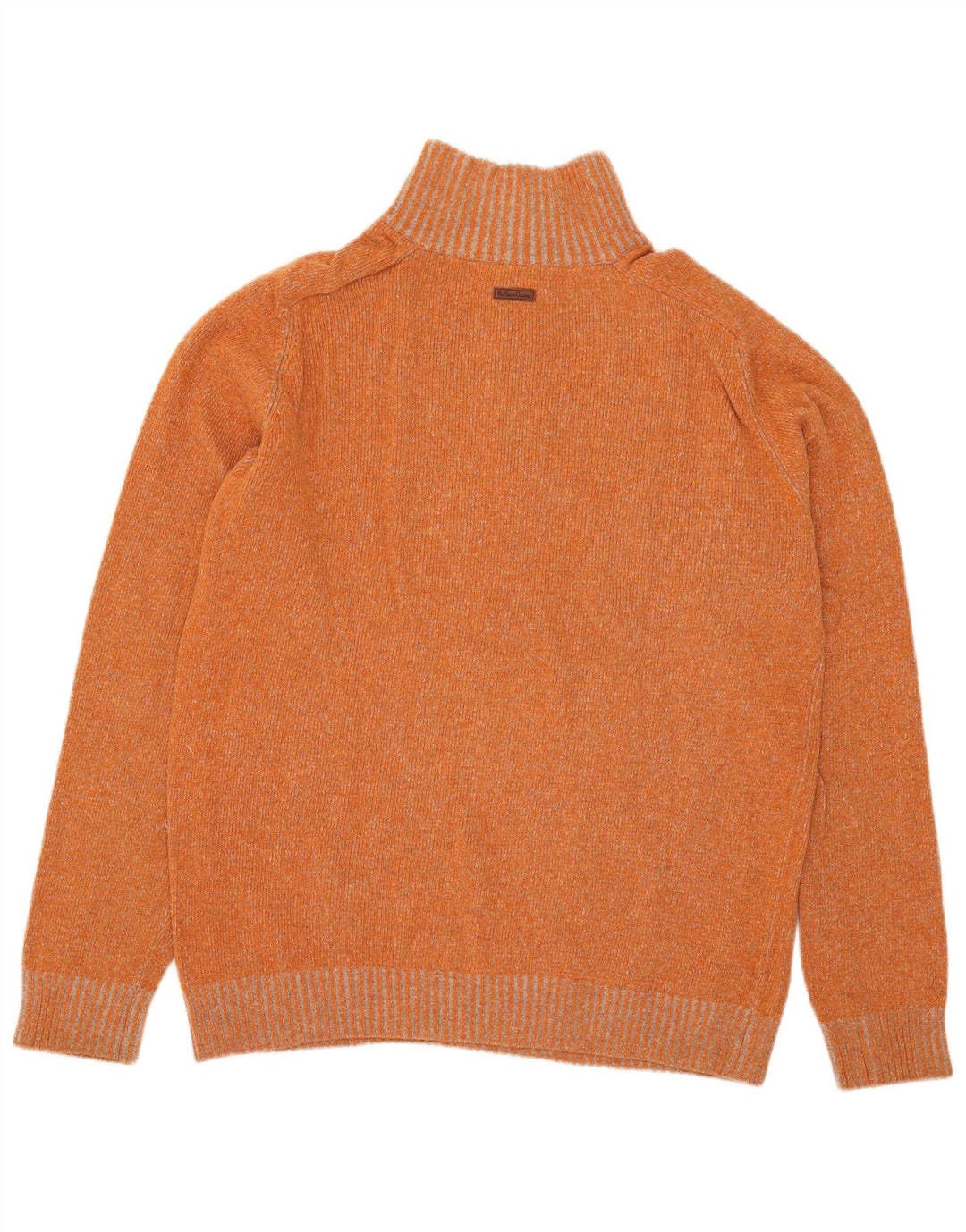 Marlboro Classics Mens Zip Neck Jumper Sweater XL Orange Flecked Wool