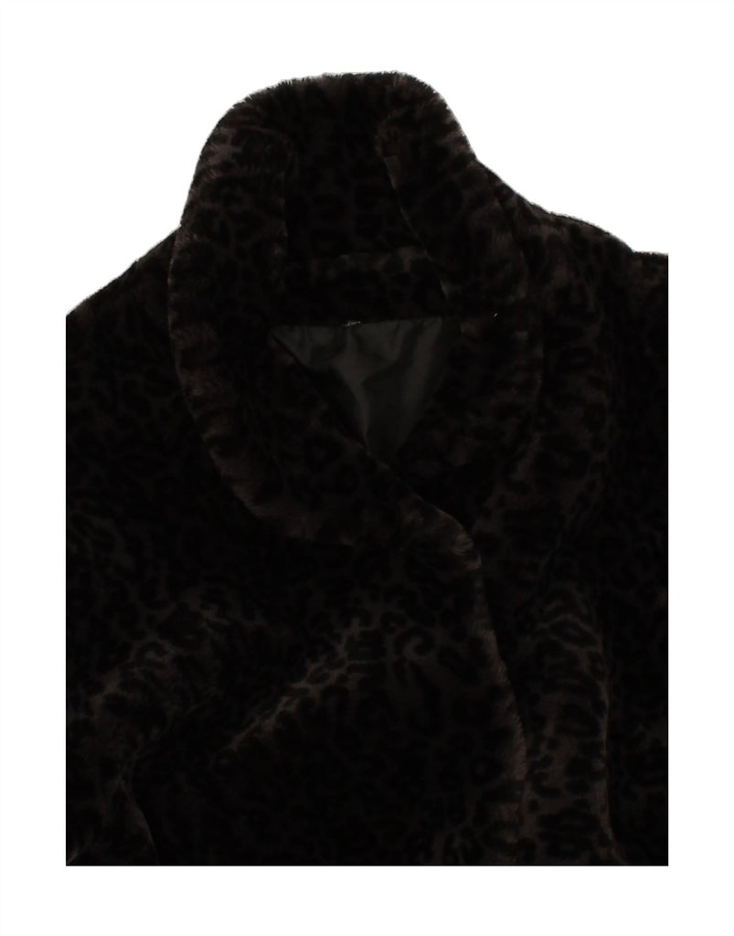 VINTAGE Womens Loose Fit Faux Fur Coat UK 18 XL Black Animal Print Acrylic Vintage Vintage and Second-Hand Vintage from Messina Hembry 