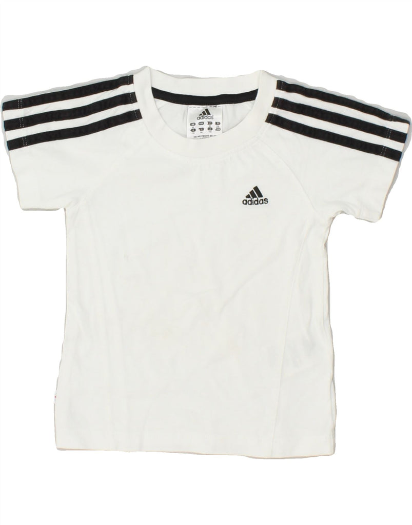 ADIDAS Boys Graphic T-Shirt Top 4-5 Years XS White Cotton | Vintage Adidas | Thrift | Second-Hand Adidas | Used Clothing | Messina Hembry 