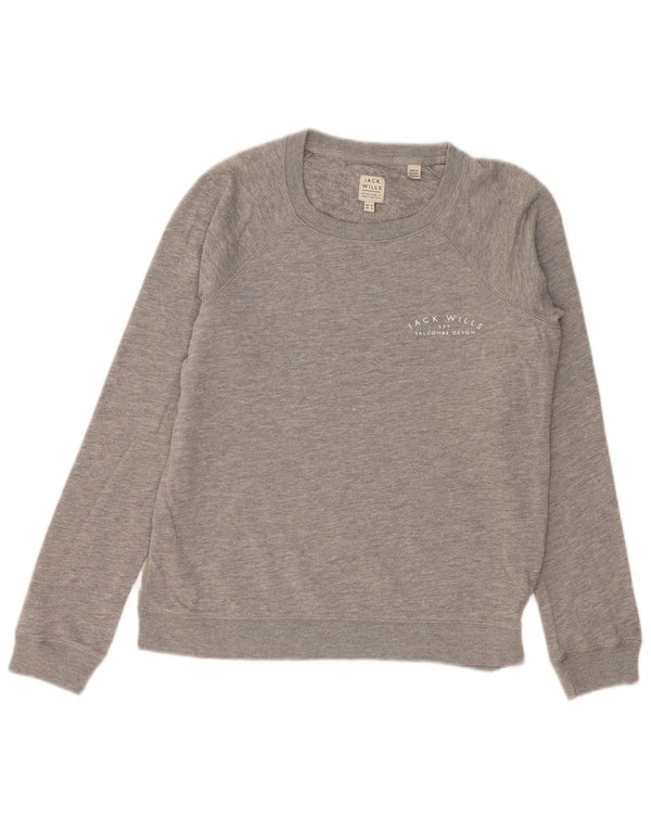 Jack Wills Womens Sweatshirt Jumper UK 12 Medium Grey Flecked