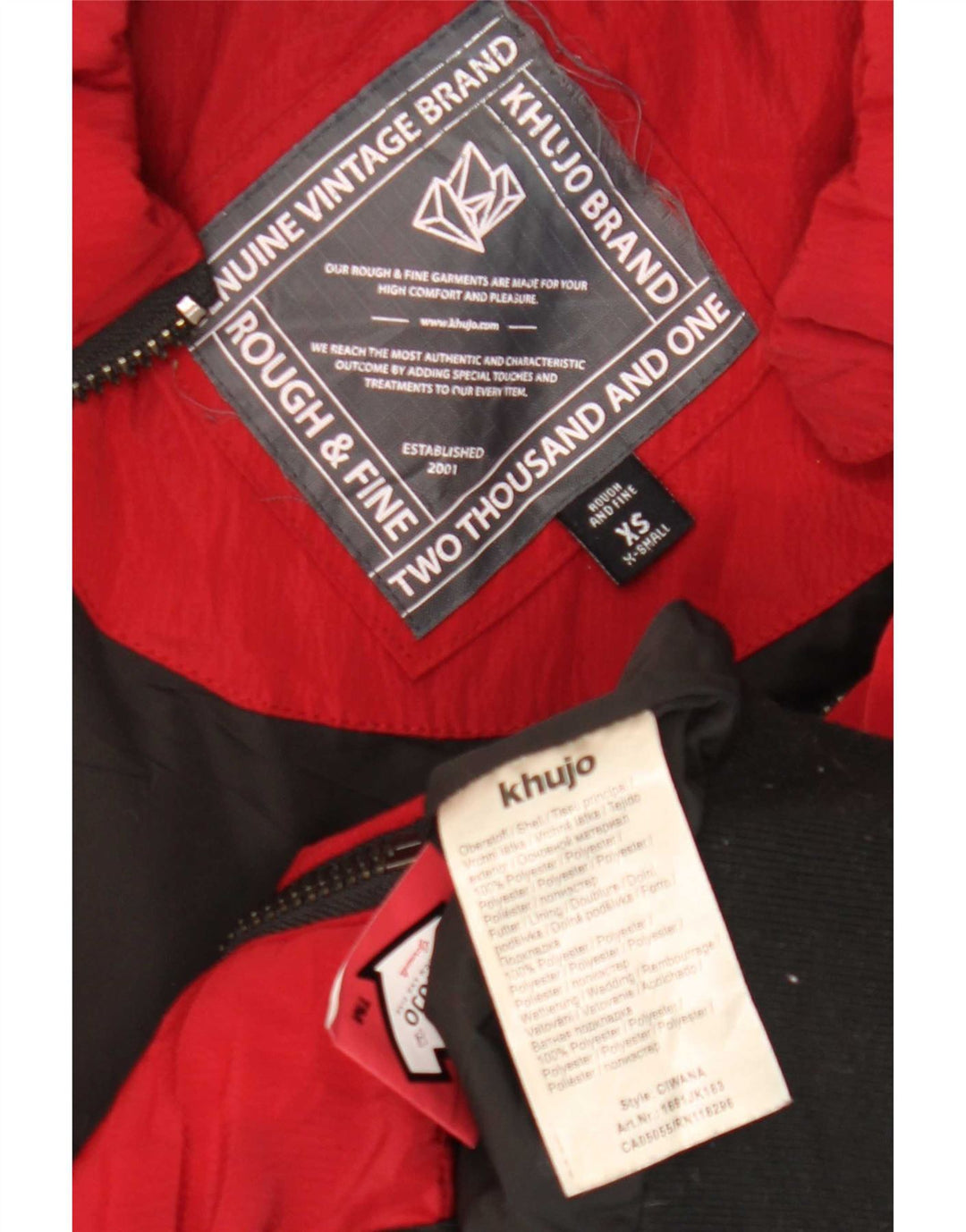 KHUJO Womens Padded Jacket UK 6 XS Red Colourblock Polyester