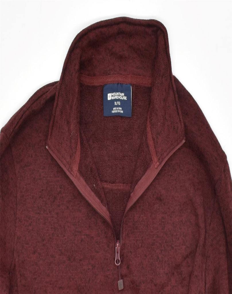 MOUNTAIN WAREHOUSE Mens Zip Neck Jumper Sweater XL Maroon Polyester | Vintage | Thrift | Second-Hand | Used Clothing | Messina Hembry 