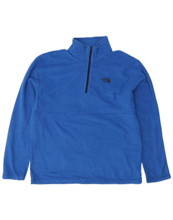 THE NORTH FACE Mens Zip Neck Fleece Jumper Large Blue Polyester