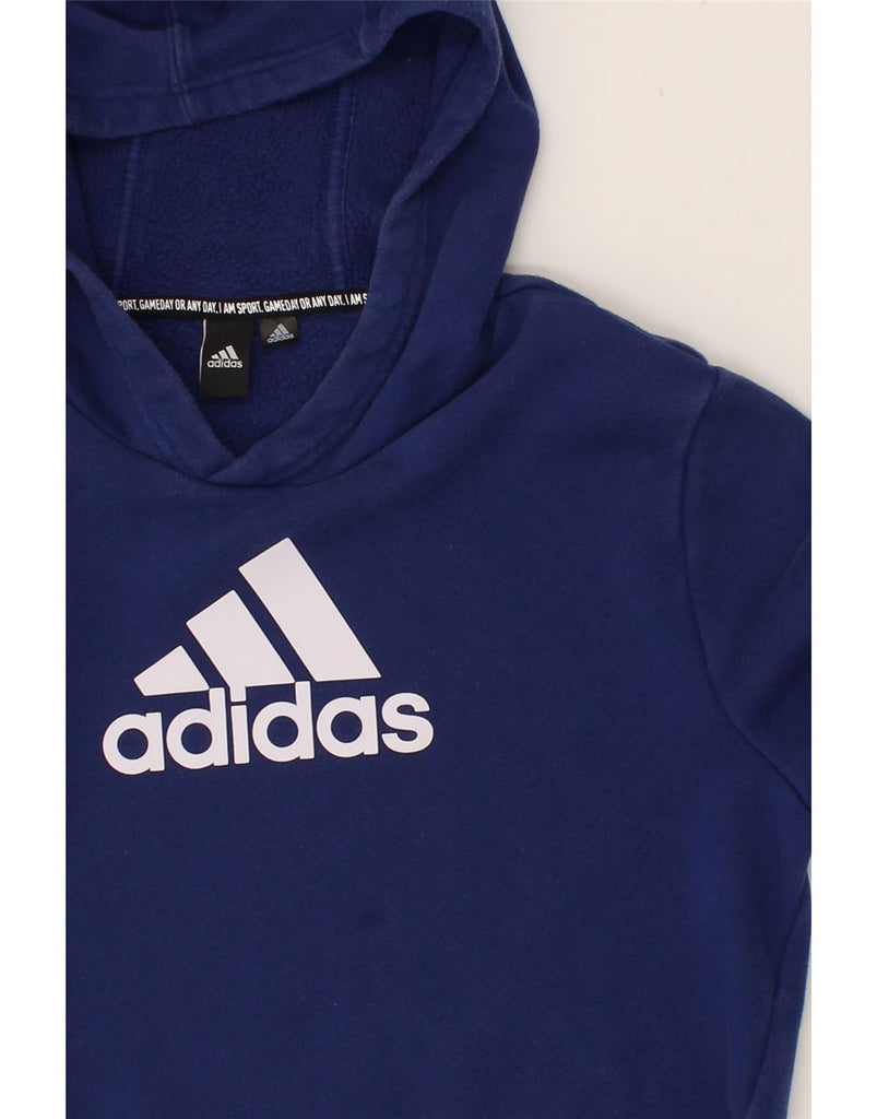 ADIDAS Womens Graphic Hoodie Jumper UK 10 Small Navy Blue Cotton | Vintage Adidas | Thrift | Second-Hand Adidas | Used Clothing | Messina Hembry 