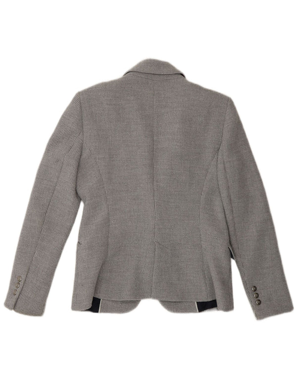 Zara Womens 1 Button Blazer Jacket UK 16 Large Grey Polyester
