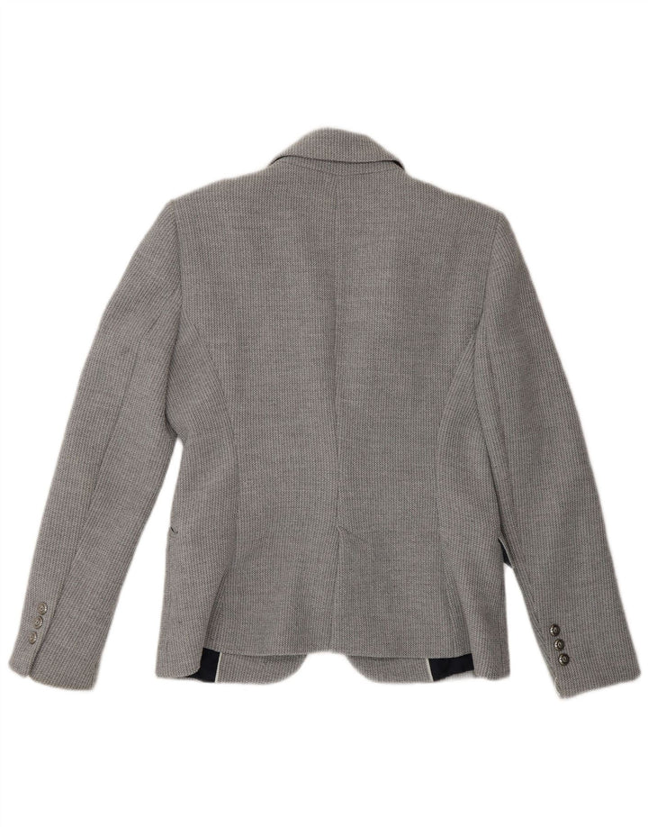 Zara Womens 1 Button Blazer Jacket UK 16 Large Grey Polyester